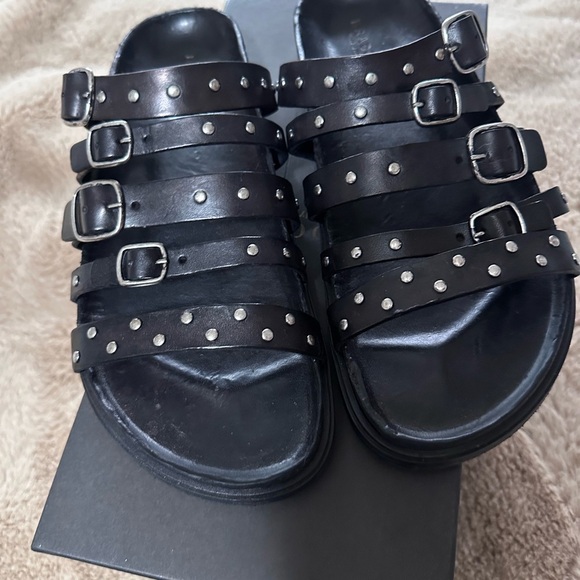 Eurotop & Brador Black Marissa Studded Sandal 38 NIB - Picture 3 of 6